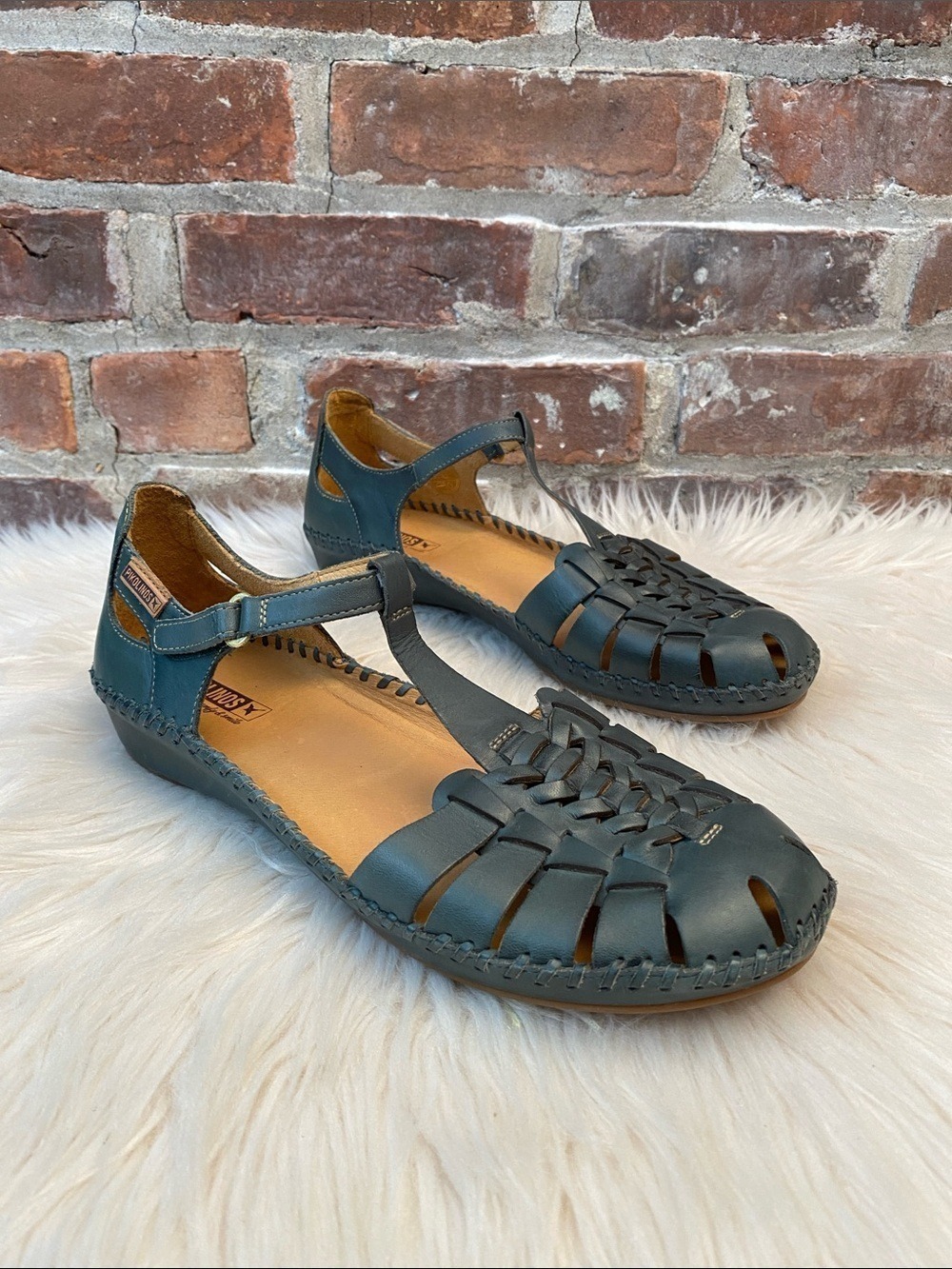 Pikolinos Salamanca Leather T-Strap Sandals - Emerald, Size EUR 42 / US 11.5-12 - Picture 3 of 15